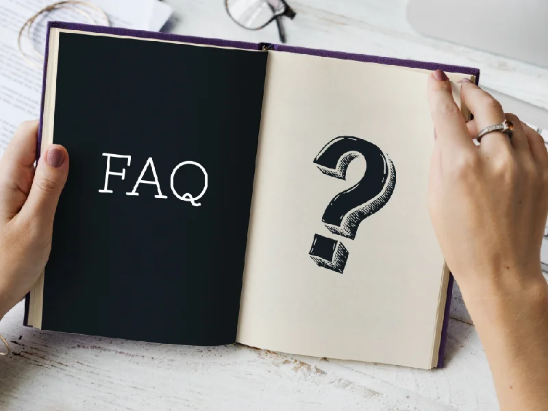 Structured dental FAQ cards connected to an AI answer panel
