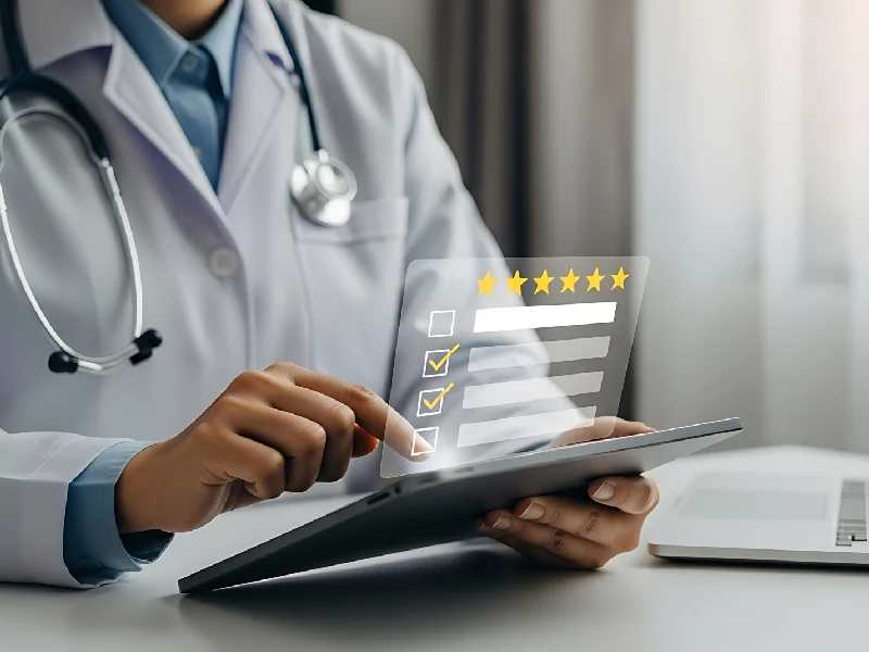 Dental review cards and star ratings feeding into a local trust dashboard