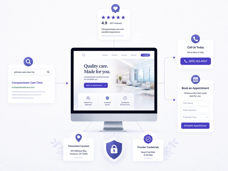 Healthcare landing page analytics showing patient conversion activity