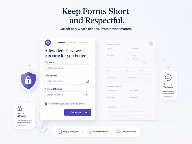 Patient completing a simple secure healthcare contact form