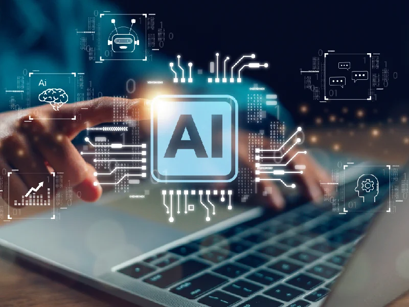 AI interface showing generative website design in progress on a screen