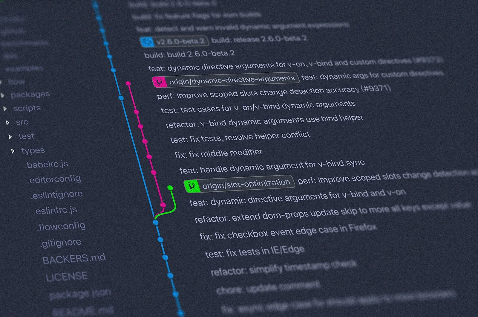 Developer using Git version control and GitHub on a laptop